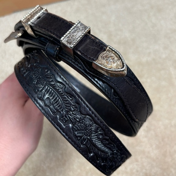 Rare Levi’s Saddleman Tooled Leather Belt Western Harvest Acorn Leaves Unisex 36 - Picture 3 of 14